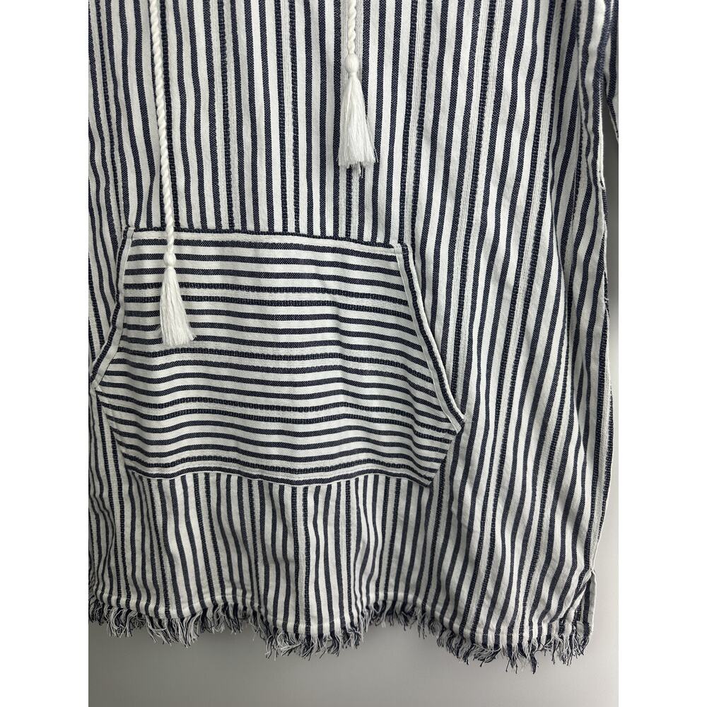 Tommy Bahama Yarn Dyed Striped Cotton Hoodie Pullover Swim Cover Beach Top Large - Picture 5 of 9